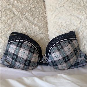 Blue and black Plaid padded bra